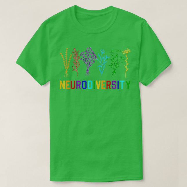 Neurodiversity Autism Awareness ADHD Rainbow Flowe T-Shirt (Design Front)