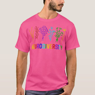 Neurodiversity Autism Awareness ADHD Rainbow Flowe T-Shirt