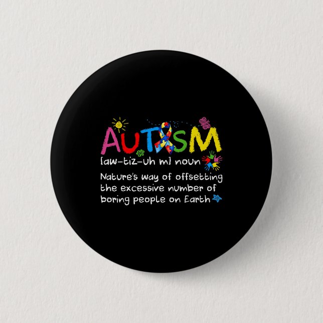 Neurodiversity Autism Awareness Noun Definition Me Button (Front)