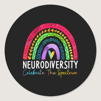 Neurodiversity Autism Spectrum Asd Adhd Rainbow Bo Classic Round Sticker