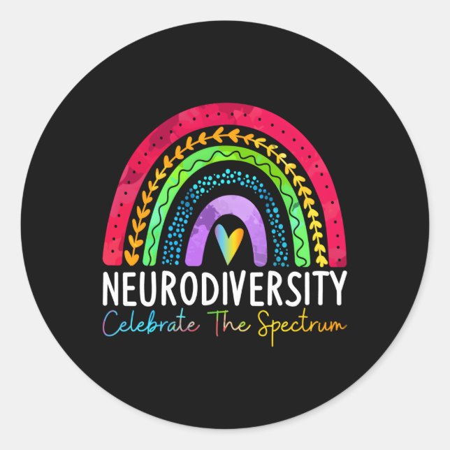 Neurodiversity Autism Spectrum Asd Adhd Rainbow Bo Classic Round Sticker (Front)