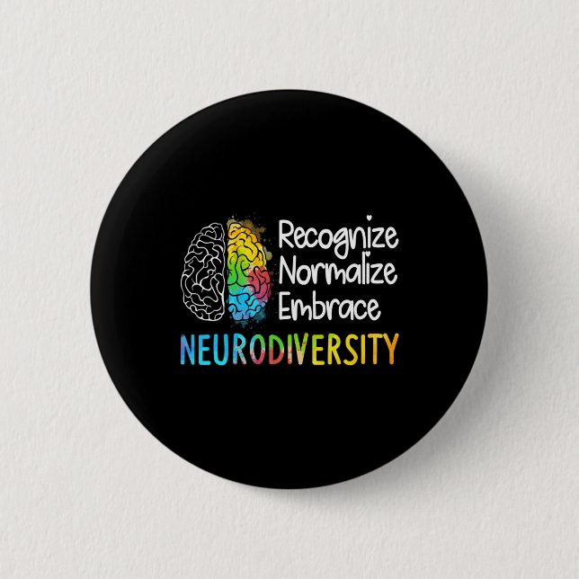 Neurodiversity Autism Spectrum Asd Adhd Rainbow Br Button (Front)