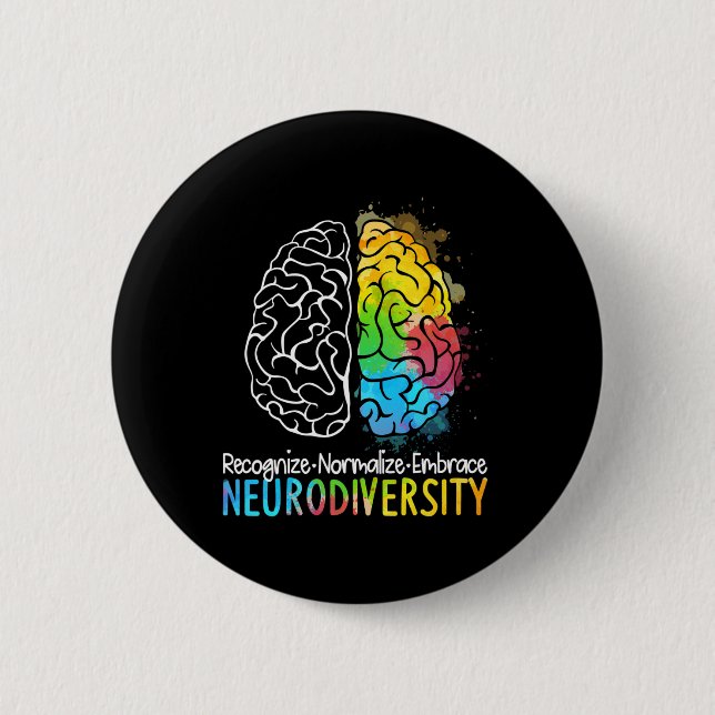 Neurodiversity Autism Spectrum Asd Adhd Rainbow Br Button (Front)