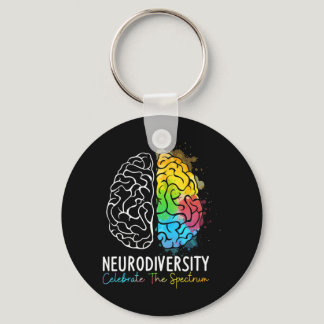 Neurodiversity Autism Spectrum ASD ADHD Rainbow Br Keychain