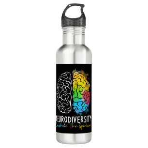 Neurodiversity Autism Spectrum ASD ADHD Rainbow Br Stainless Steel Water Bottle