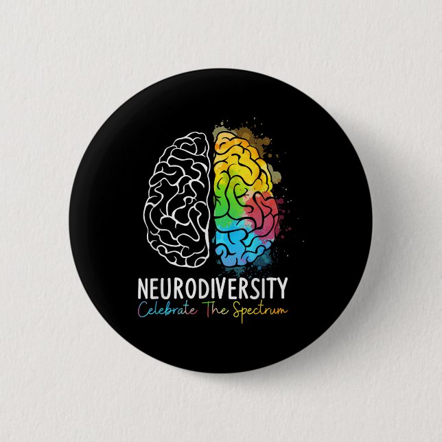 Neurodiversity - Autism Spectrum Asd Adhd Rainbow Button (Front)