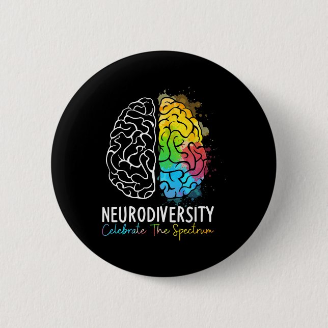 Neurodiversity - Autism Spectrum Asd Adhd Rainbow  Button (Front)