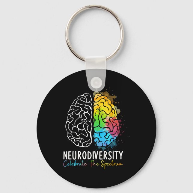 Neurodiversity - Autism Spectrum Asd Adhd Rainbow Keychain (Front)