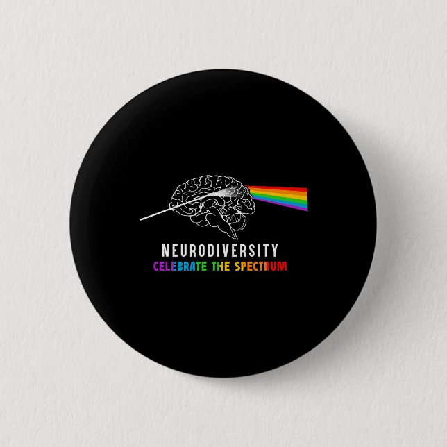 Neurodiversity Autism Spectrum Brain Asd Adhd Rain Button (Front)