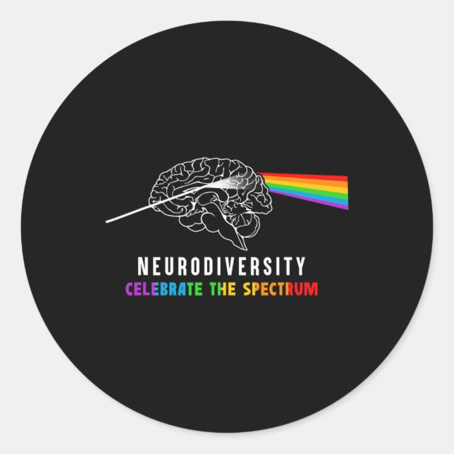 Neurodiversity Autism Spectrum Brain Asd Adhd Rain Classic Round Sticker (Front)
