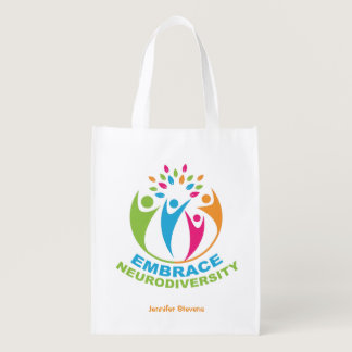 Neurodiversity Autism Spectrum Cute Personalized Grocery Bag