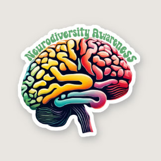 Neurodiversity Awareness Brain Illustration Sticker