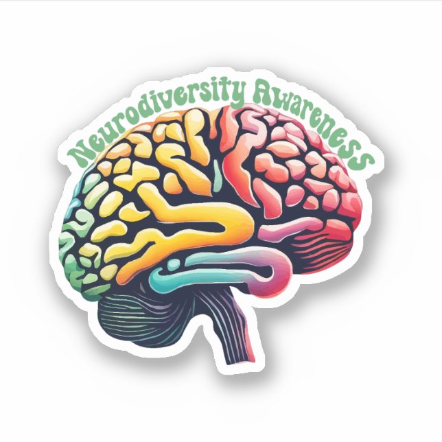 Neurodiversity Awareness Brain Illustration Sticker (Front)