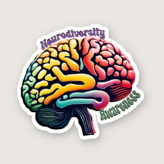 Neurodiversity Awareness Colorful Brain  Sticker
