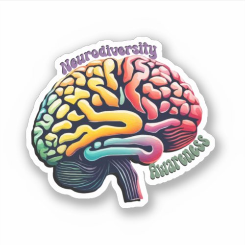 Neurodiversity Awareness Colorful Brain  Sticker