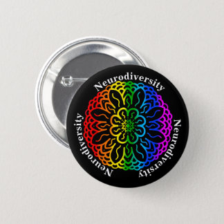 Neurodiversity Awareness Rainbow Mandala Button