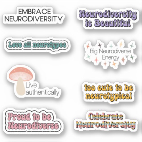 Neurodiversity Awareness Typography Sticker Pack