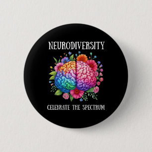 Neurodiversity Brain Adhd Awareness Asd Autism  Button