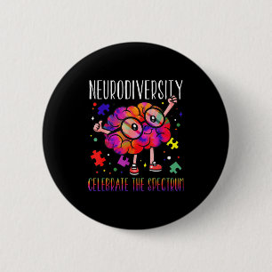 Neurodiversity brain asd adhd autism awareness button