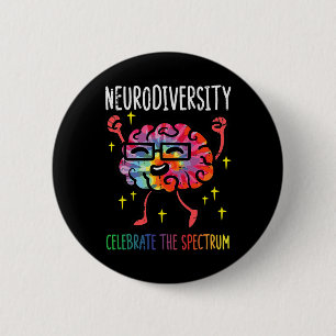 Neurodiversity Brain Autism Awareness Asd Adhd Men Button
