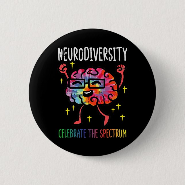 Neurodiversity Brain Autism Awareness Asd Adhd Men Button (Front)