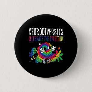 Neurodiversity Brain Autism Awareness Asd Adhd Men Button