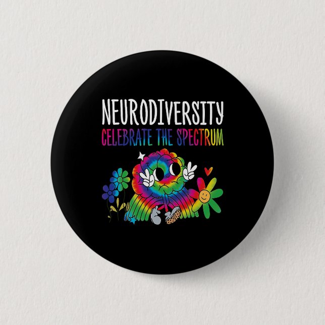 Neurodiversity Brain Autism Awareness Asd Adhd Men Button (Front)