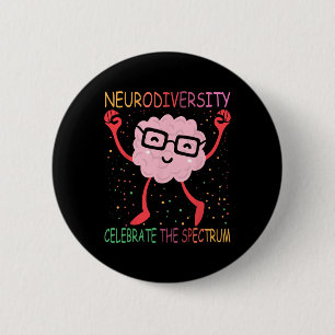 Neurodiversity Brain Autism Awareness Asd Adhd Men Button