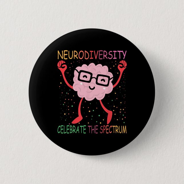 Neurodiversity Brain Autism Awareness Asd Adhd Men Button (Front)