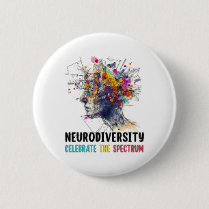 Neurodiversity Brain Autism Awareness Asd Adhd Men Button