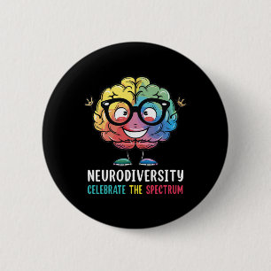 Neurodiversity Brain Autism Awareness Asd Adhd Men Button