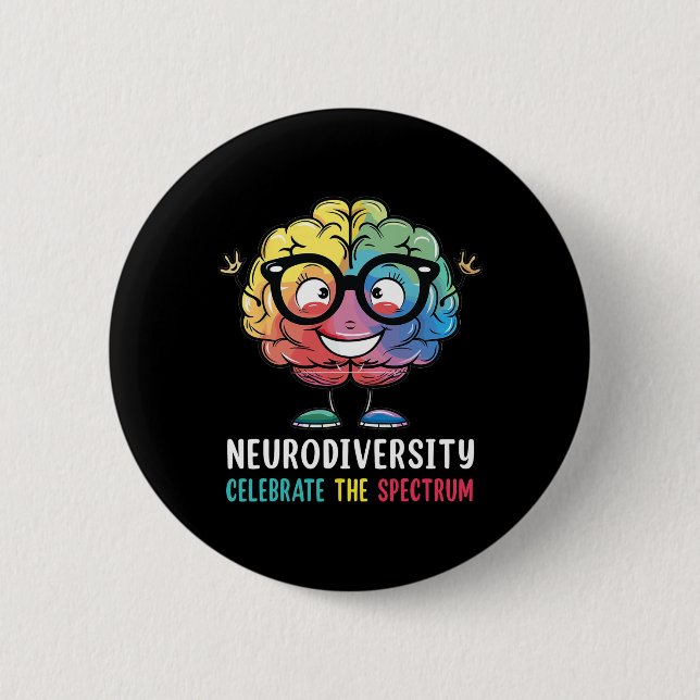 Neurodiversity Brain Autism Awareness Asd Adhd Men Button (Front)