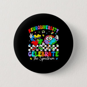 Neurodiversity brain autism awareness asd adhd men button