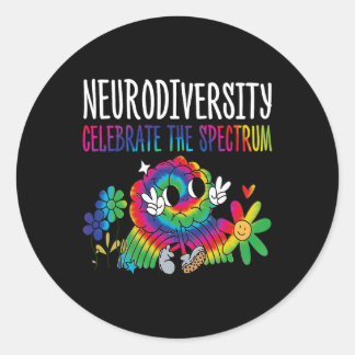 Neurodiversity Brain Autism Awareness Asd Adhd Men Classic Round Sticker