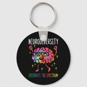 Neurodiversity Brain Autism Awareness Asd Adhd Men Keychain