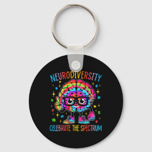 Neurodiversity Brain Autism Awareness Asd Adhd Men Keychain