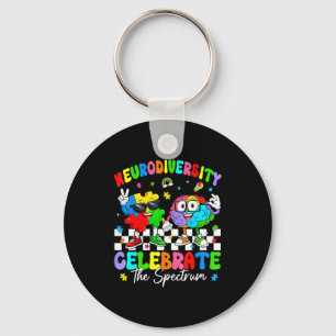 Neurodiversity brain autism awareness asd adhd men keychain