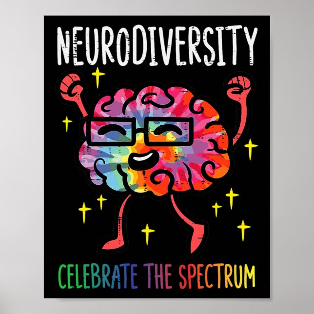 Neurodiversity Brain Autism Awareness Asd Adhd Men Poster (Front)