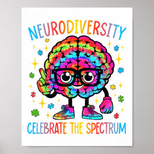Neurodiversity Brain Autism Awareness Asd Adhd Poster