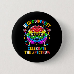 Neurodiversity Brain Autism Awareness  Button
