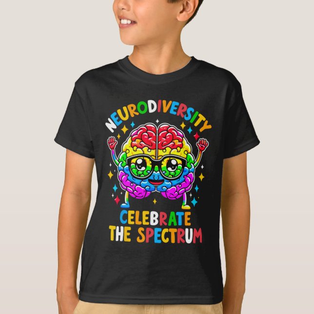 Neurodiversity Brain Autism Awareness  T-Shirt (Front)