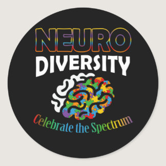 Neurodiversity Celebrate Mental Health ADHD Autism Classic Round Sticker