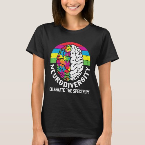 Neurodiversity celebrate the spectrum Autism brain T_Shirt