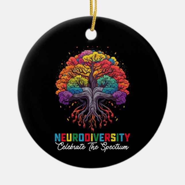 Neurodiversity Celebrate The Spectrum Autism Ceramic Ornament (Front)