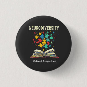 Neurodiversity Celebrate the Spectrum Book Autism  Button