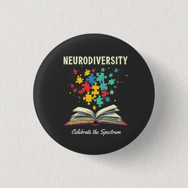 Neurodiversity Celebrate the Spectrum Book Autism  Button (Front)