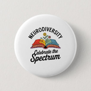 Neurodiversity Celebrate The Spectrum Book Autism Button
