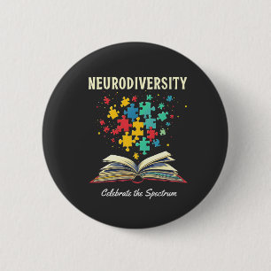 Neurodiversity Celebrate the Spectrum Book Autism  Button