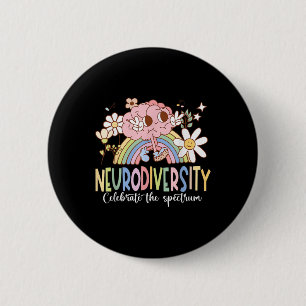 Neurodiversity Celebrate The Spectrum Brain Autism Button