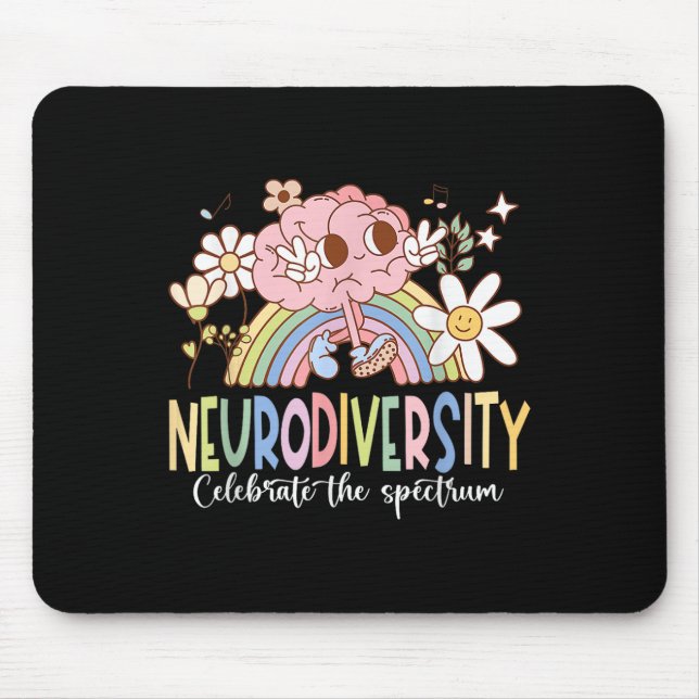 Neurodiversity Celebrate The Spectrum Brain Autism Mouse Pad (Front)